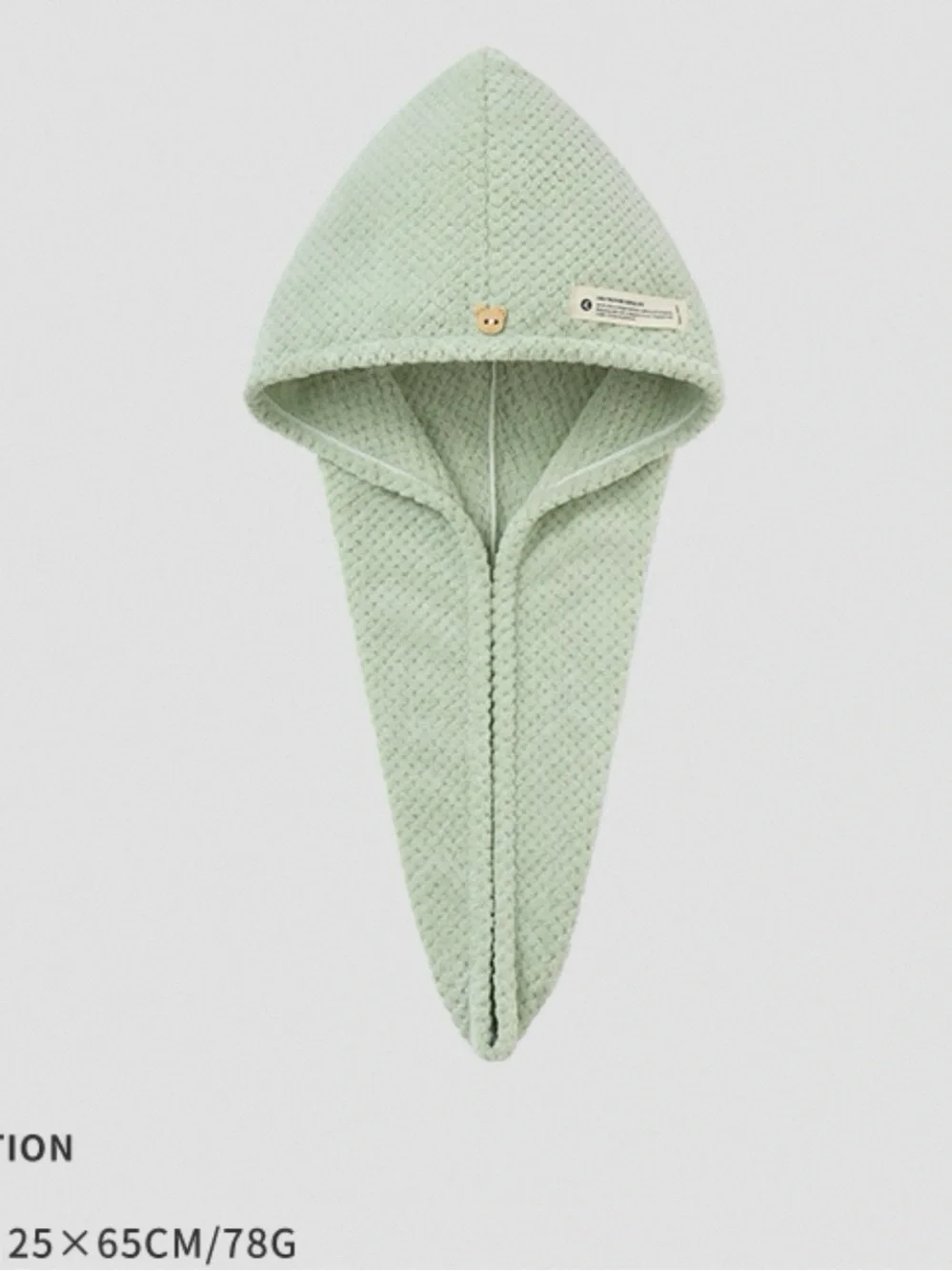 Women Hooded hair dry Towel Wrap in Mint Green, white and grey